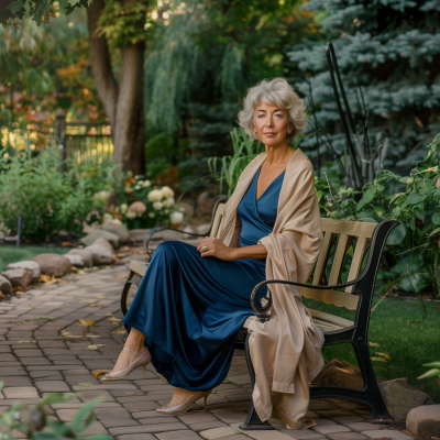 Elegant Woman in Garden