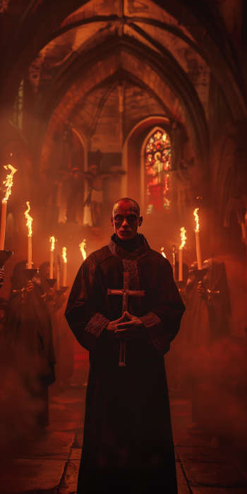 Dark Monk in a Church