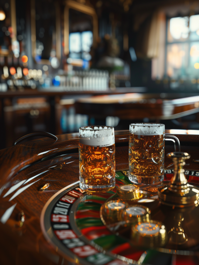 Roulette Game in a Dark Bar