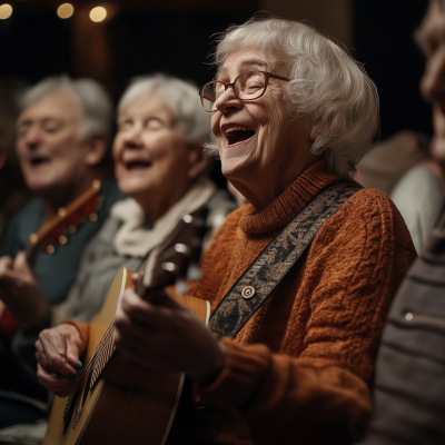 Elderly People Singing Together