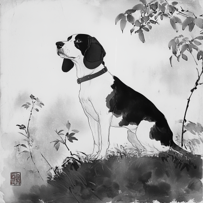 Black and White Beagle