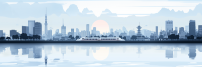 Minimalist Japanese City Illustration