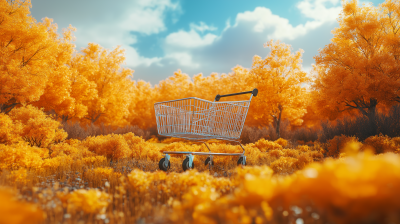 Autumn Grocery Cart