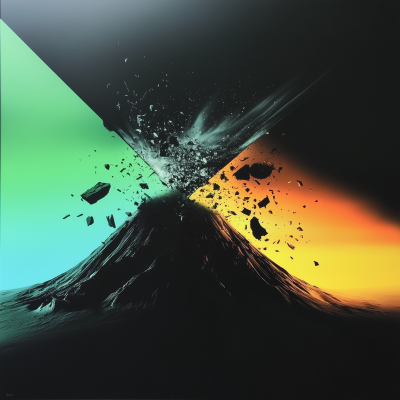 Volcano Collage Art