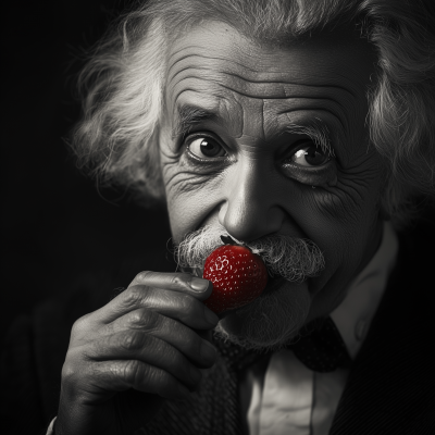 Einstein Eating Strawberry