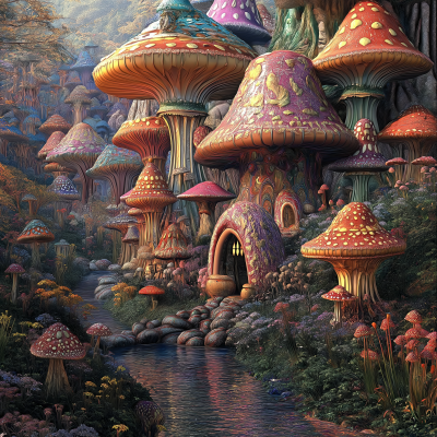 Psychedelic Mushroom Village