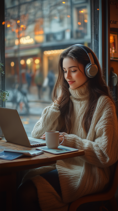 Portrait of a Young Woman Studying