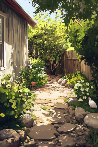 Vintage Garden Scene