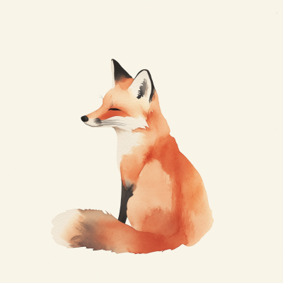 Minimal Watercolour Fox