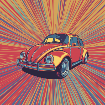 Vintage VW Beetle Illustration