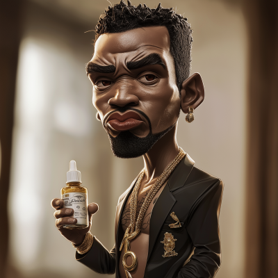 Caricature of a Man Holding Baby Oil