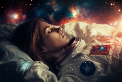 Elderly Astronaut Exploring the Universe