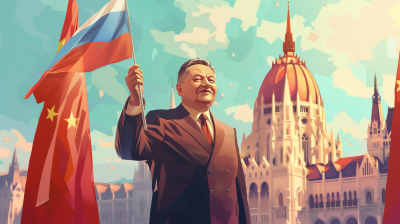 Cartoonish Viktor Orbán in Budapest