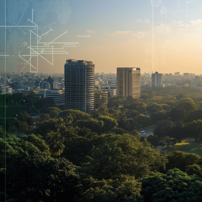 Bangalore Skyline with Digital Icons