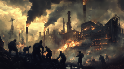 Workers Responding to a Factory Emergency