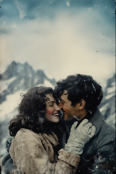 Smiling Lovers in the French Alps