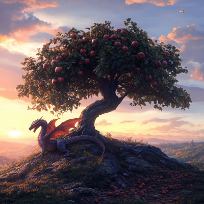 Sunset Dragon and Apple Tree