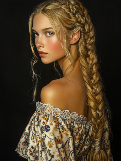 Blonde Woman with Braids