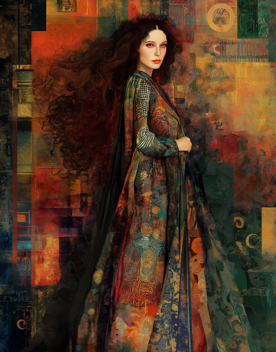 Elegant Woman in Klimt Style