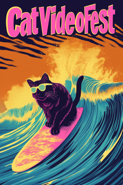 Surfing Cat Poster