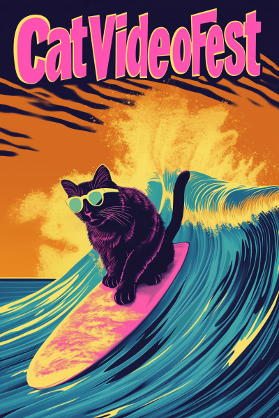 Surfing Cat Poster