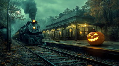 Spooky Halloween Train Station