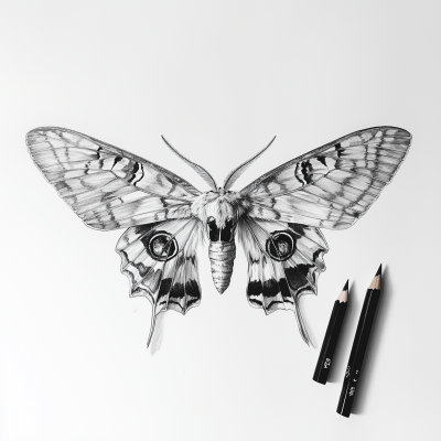 Symmetrical Skull Moth Drawing