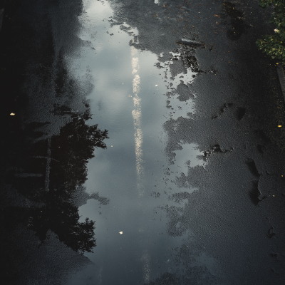 Aerial View of Wet Asphalt