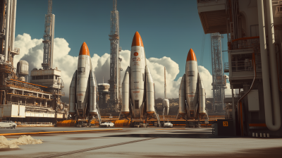 Futuristic Spaceships on Launch Pad