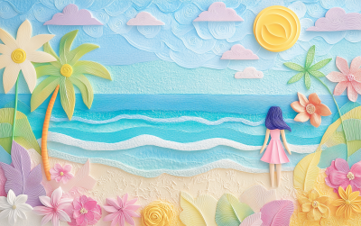 Colorful Summer Beach Collage