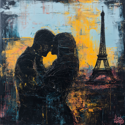 Lovers by the Eiffel Tower