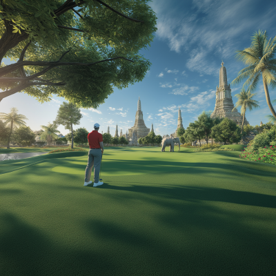 Golfer at Wat Arun