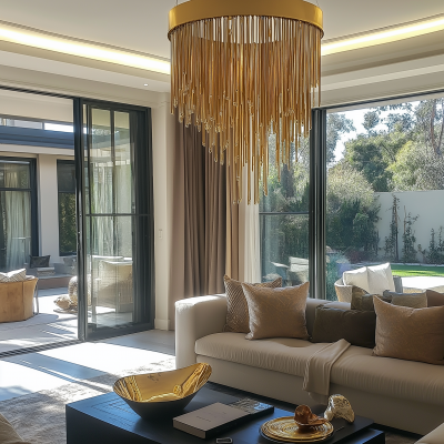 Elegant Living Room with Chandelier