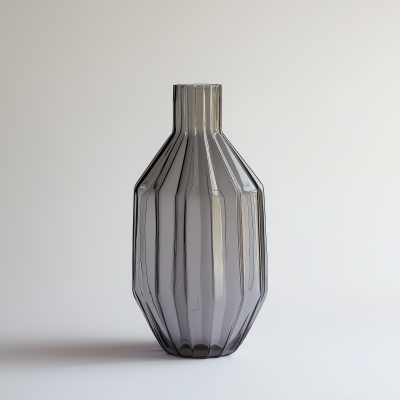 Minimalist Grey Reeded Vase