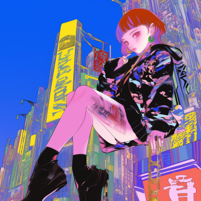 Anime Girl in City