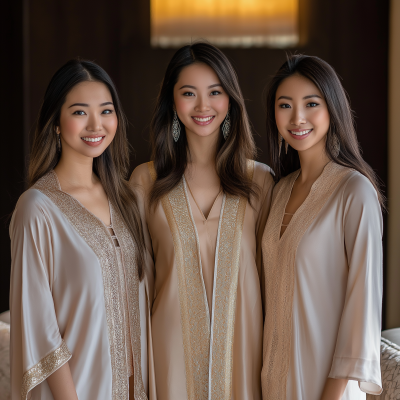 Elegant Asian Women in Caftans