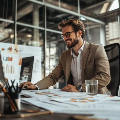 Smiling Businessman in Office