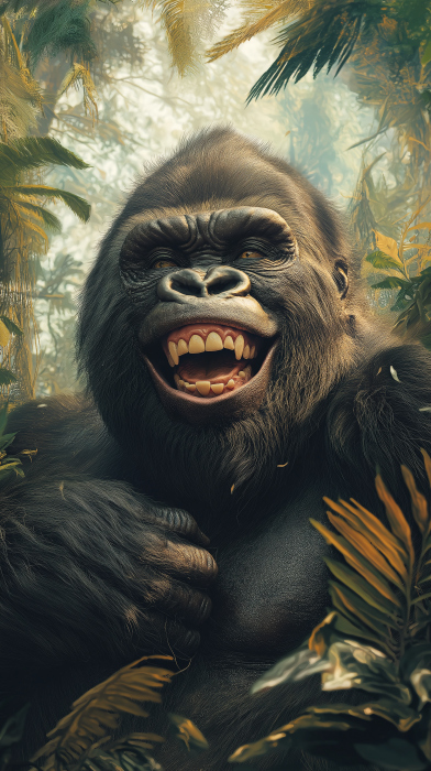 Smiling Gorilla in the Jungle