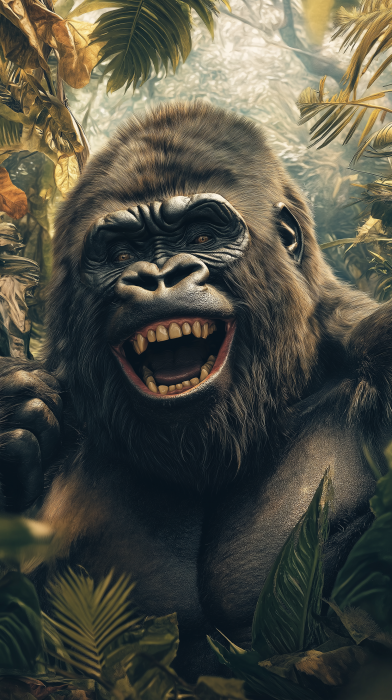 Happy Gorilla in the Jungle