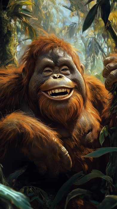 Happy Orangutan in the Jungle