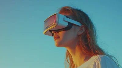 Caucasian Woman Wearing VR Glasses