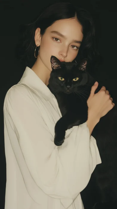 Sophisticated Woman with Cat