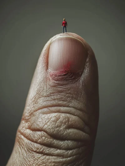 Giant Hand and Tiny Woman