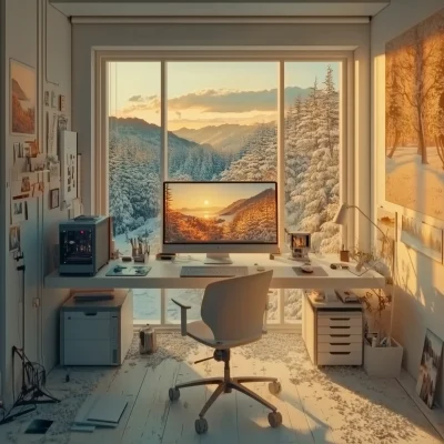 Chill Office with Sunset View