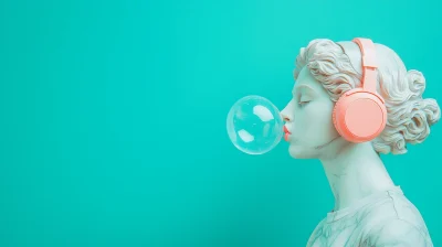 Elegant Marble Statue with Headphones