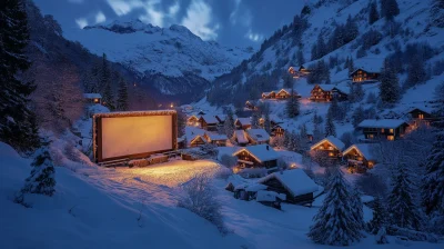 Snowy Hillside Movie Theater