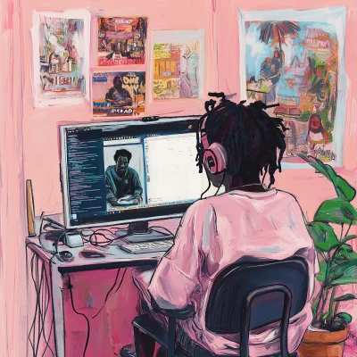 Young Woman in a Pink Room