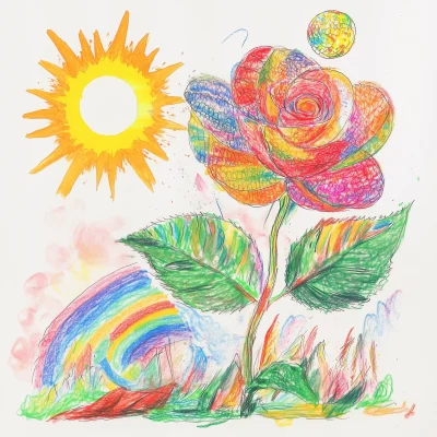 Child’s Tropical Rose Drawing