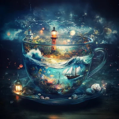 Magical Teacup with Ocean Scene