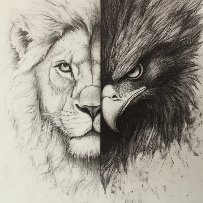 Lion and Eagle Faces